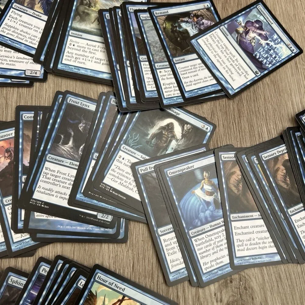 Magic The Gathering Deckmaster Card Lot of 225+ Mixed Blue Cards 2014 Wizards